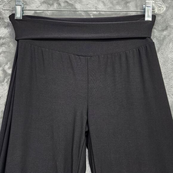 J Mode USA Pants Womens XL Black Pull On Wide Leg Flare Fold Over Waist Stretch - Picture 2 of 12